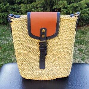 Handwoven Crossbody with Leather Handle
